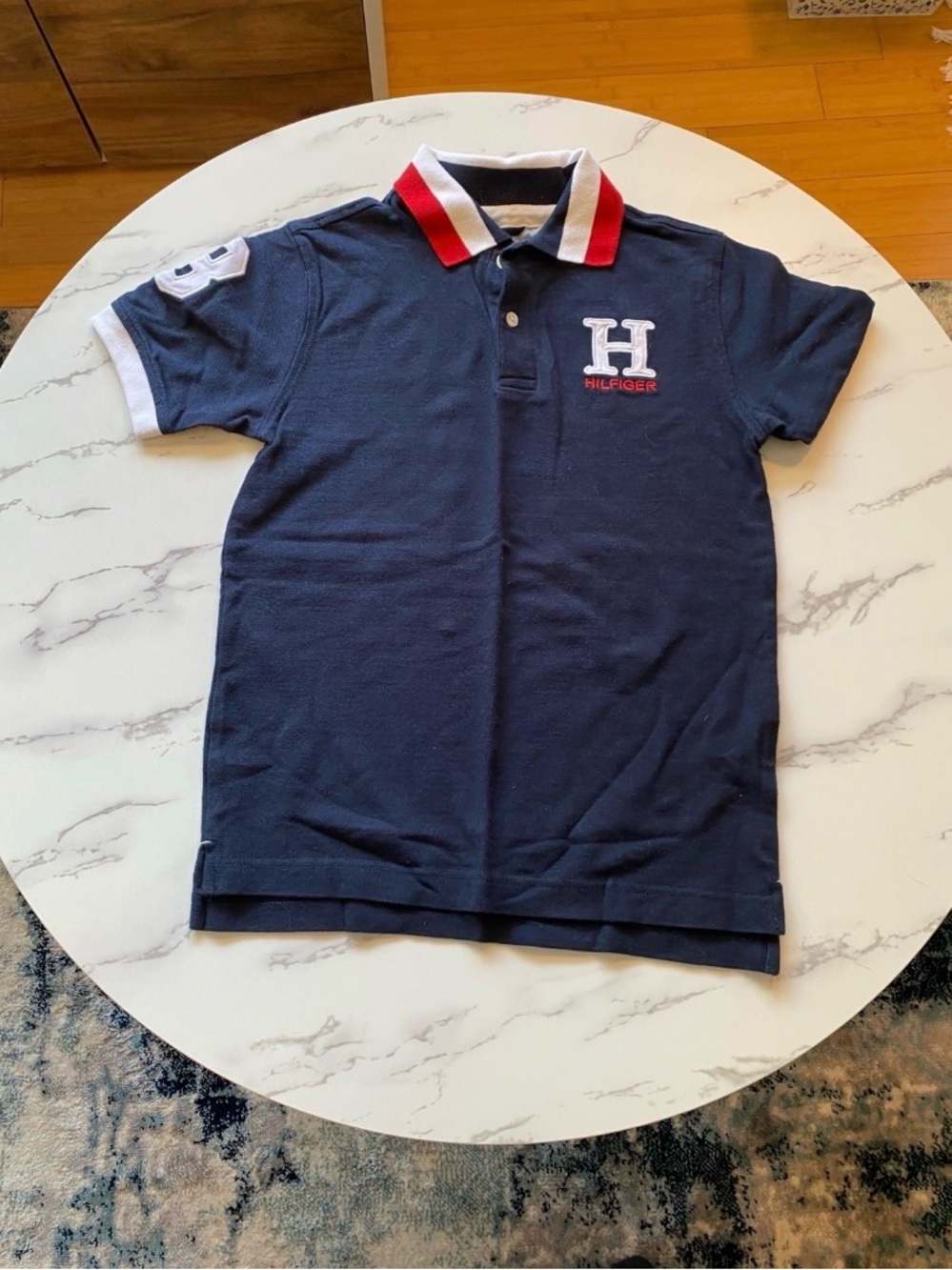 Tommy Hilfiger Navy Polo with Red and White Trim